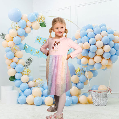 Baogaier Kleid Mädchen Pailletten Tüll Kleider Baumwolle Sommerkleid Sommer Frühling T-Shirt Tüllkleid Kinderkleid Gr. 92-122