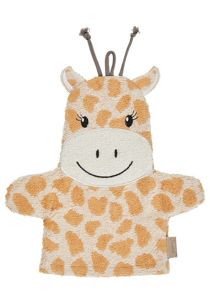 Sterntaler Giraffe Kaya Washcloth - Absorbent Cotton Wash Mitt with Beautiful Selvedges - Cute Embroidery - For Babies and Toddlers - Sand