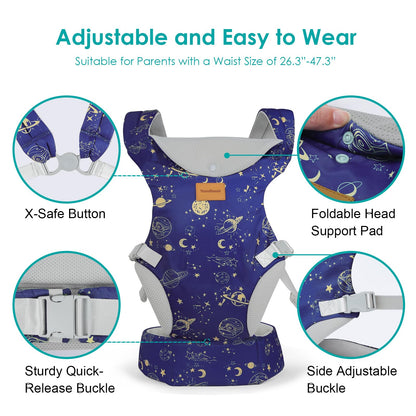 YooxArmor Babytrage für Neugeborene ab Geburt,Ergonomische gemütlich und leichtgewichtig Babybauchtrage mit Nackenstütze,Rückentrage Baby-Tragetasche Geeignet für 3-30 kg