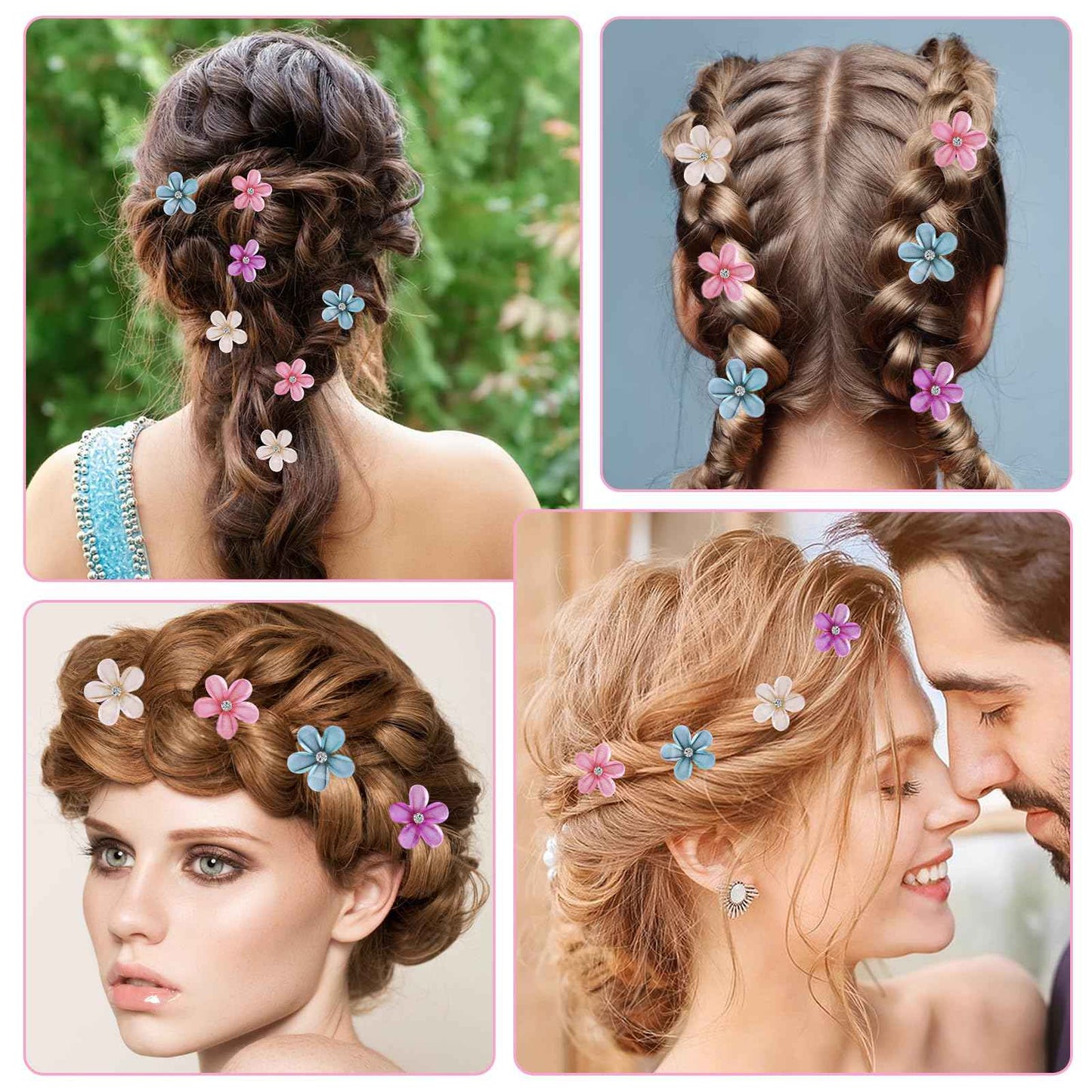 cobee Small Diamond Hair Clip Pearl Small Hair Clip Hair Accessories for Women Girls Birthday Party Wedding Party Photo Cute Clips Beach Flowers 2 cm