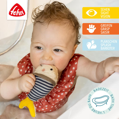 Fehn Badetier Schildkröte Badeschwamm – Kuscheltier Baby Badespielzeug für die Badewanne - Stoff Wasserspielzeug für den Badespaß – Badewannenspielzeug für Babys und Kleinkinder ab 0+ Monaten