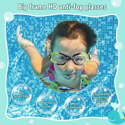 faliring Schwimmbrille Kinder, 2 Stück taucherbrille kinder Junior 3-15 Jahre, Gläsern Wassersport Schwimmbrillen Swimming Goggles Geschenke für Mädchen Jungen