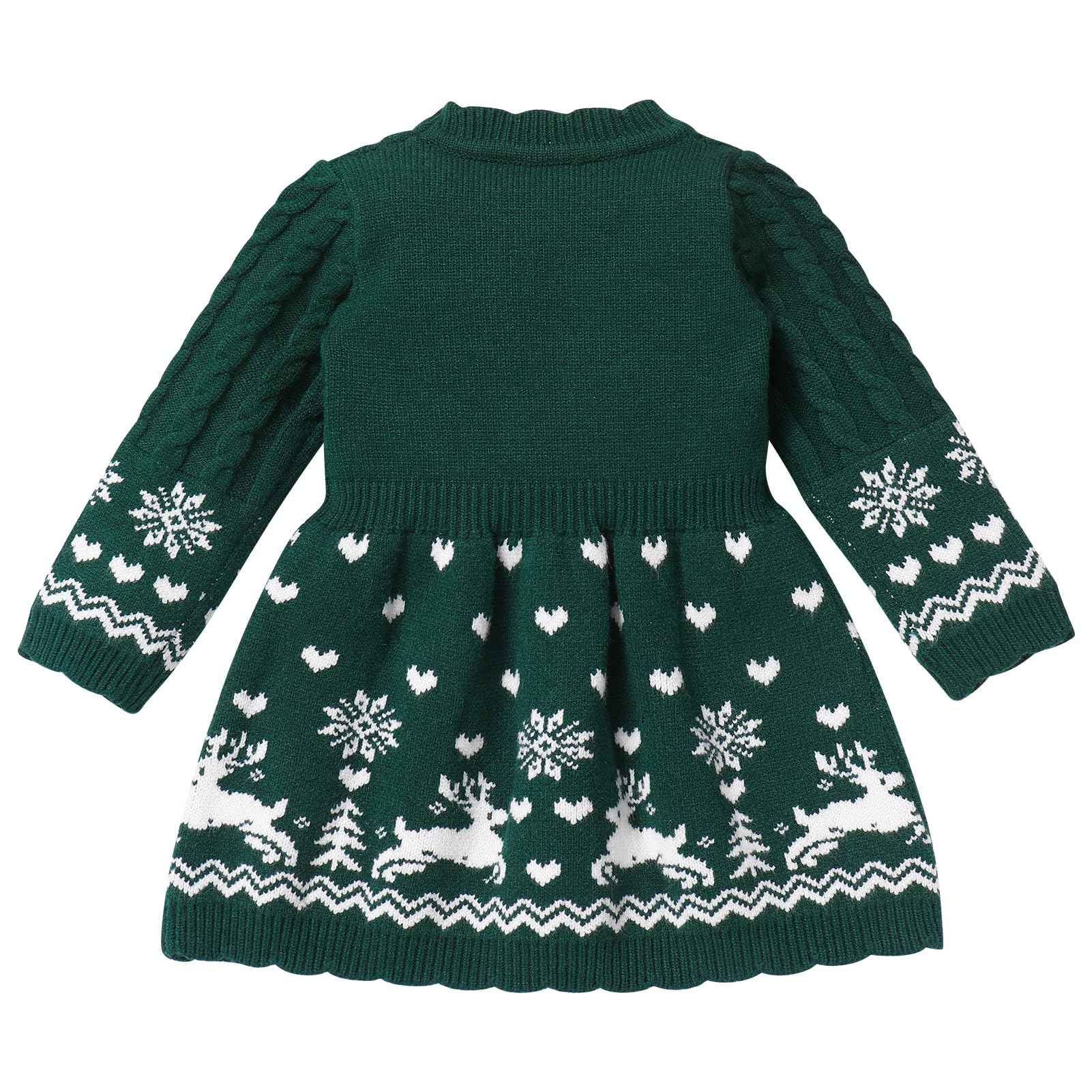 FYMNSI Baby Girls' Christmas Jumper Knitted Dress Long Sleeve Knitted Dress Warm Autumn Winter Christmas Dress Party Dress
