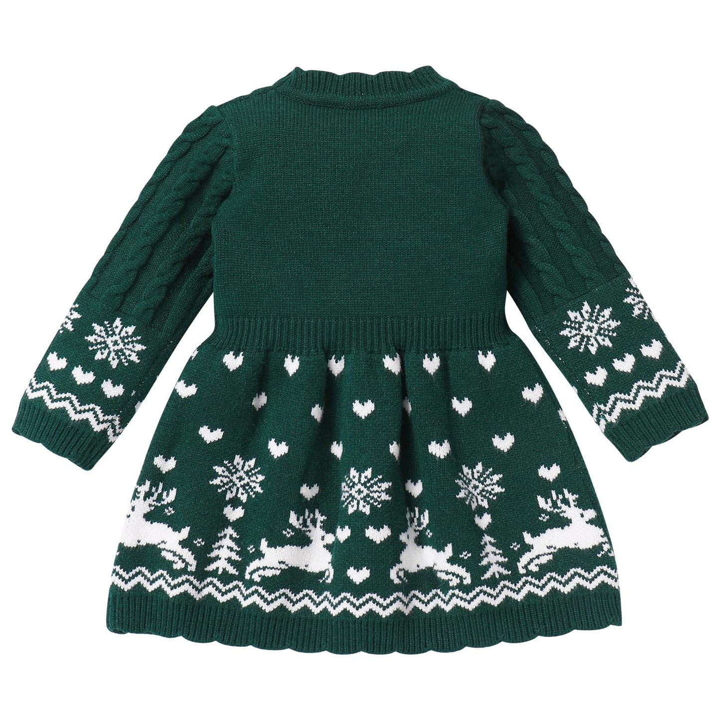 FYMNSI Baby Girls' Christmas Jumper Knitted Dress Long Sleeve Knitted Dress Warm Autumn Winter Christmas Dress Party Dress