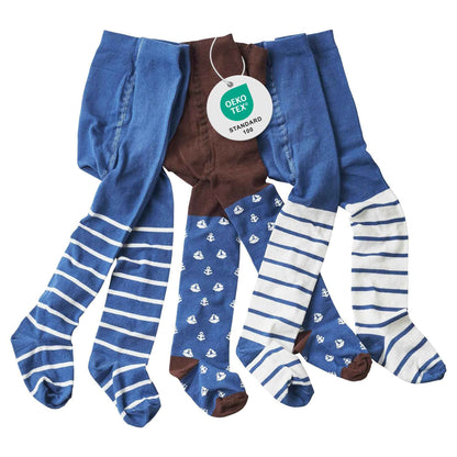 wellyou Children's Tights Girls & Boys - Set of 3 Baby Tights with Pattern - Colourful Cotton Tights Made of Oeko-Tex Certified Materials (Size 62-146)