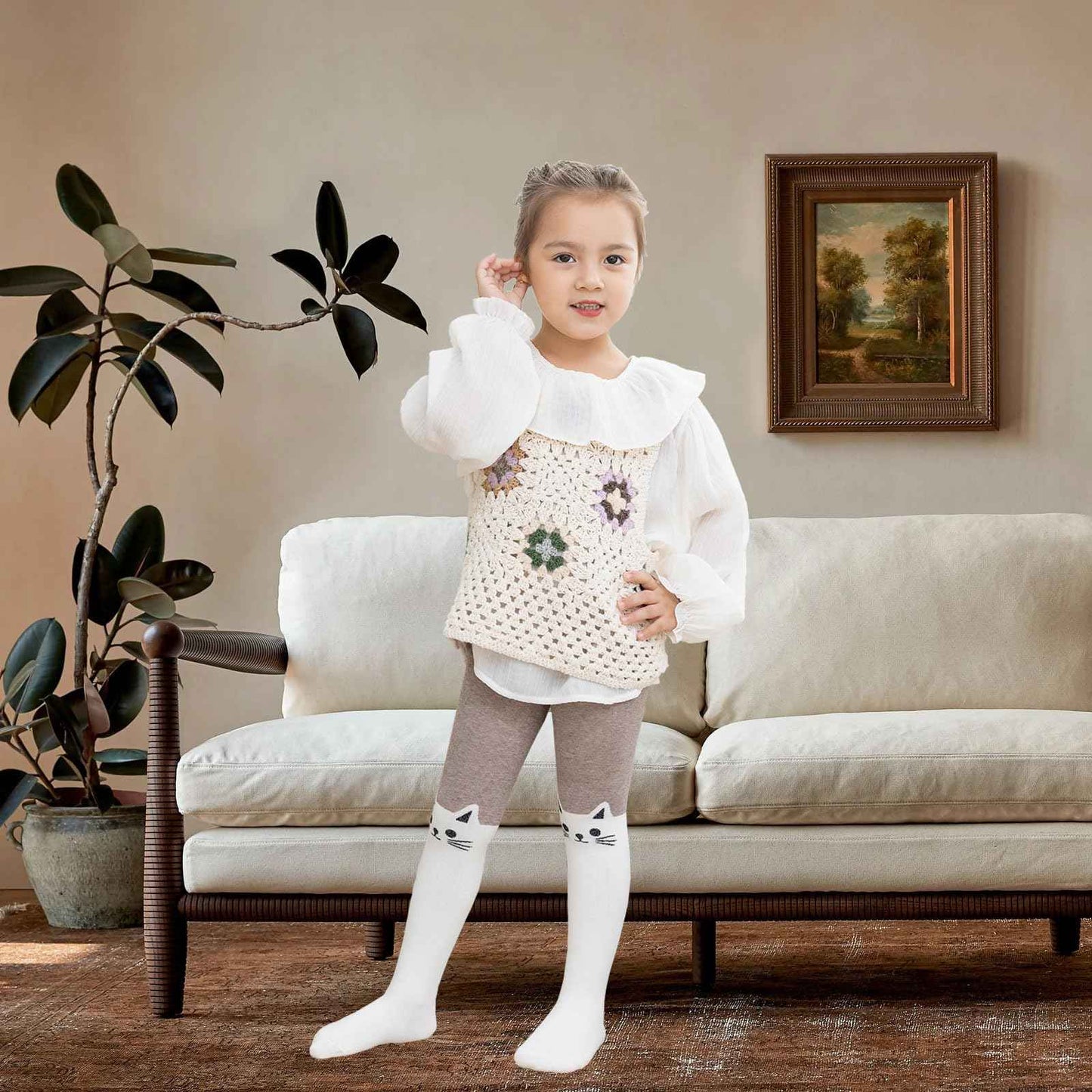 Silkglory Pack of 3 Baby Tights for Girls, Tights for Girls with Cute Glitter Print Pattern, Full Footed Leggings Tights for Newborns Toddlers 2-12 Years