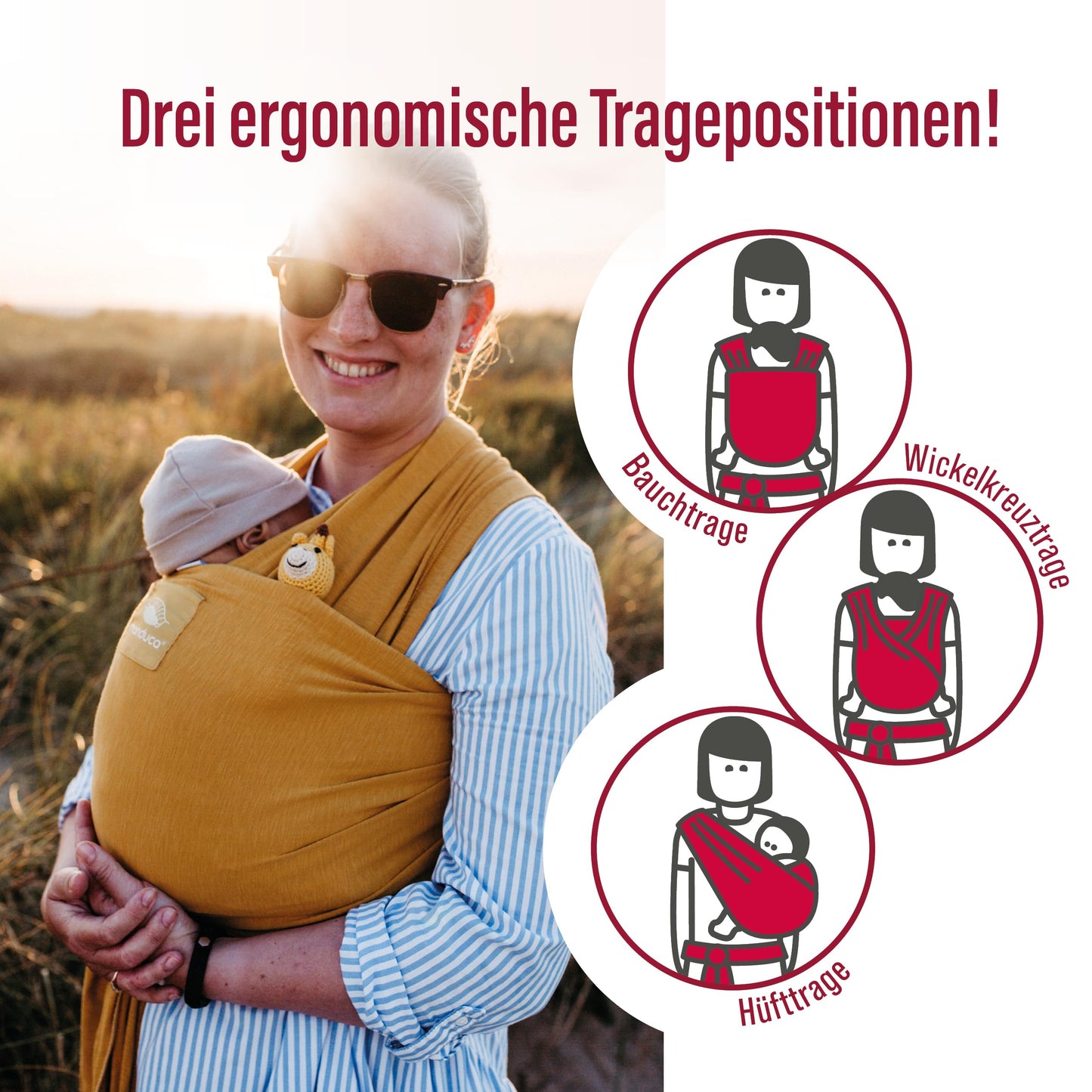 manduca Sling - Babytragetuch - Elastische Babytrage für Neugeborene von der Geburt bis zu 15 kg - Bio-Baumwolle - GOTS zertifiziert