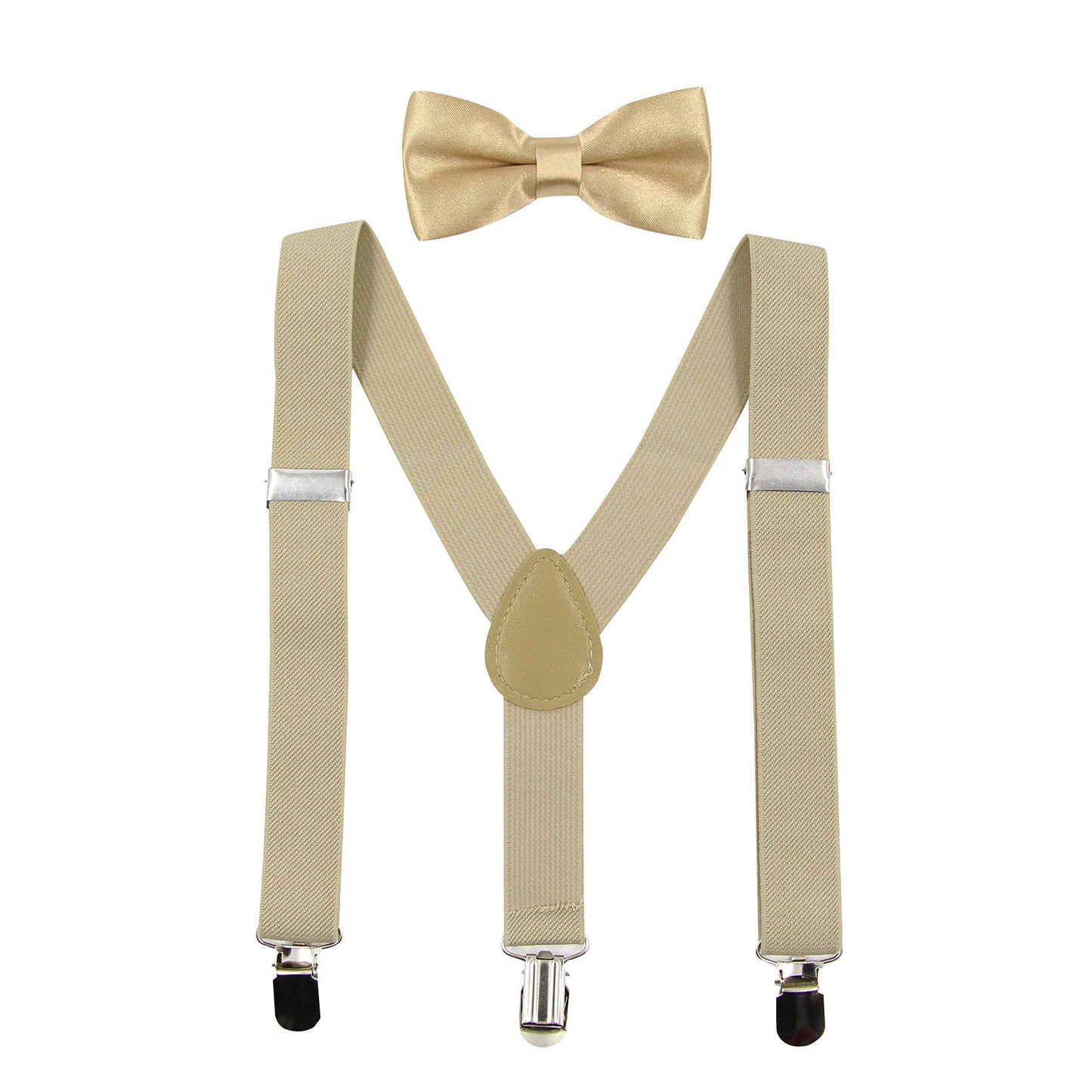 HANERDUN Unisex Boys Girls Bow Tie Braces with Three Clothes Clips on Waistband