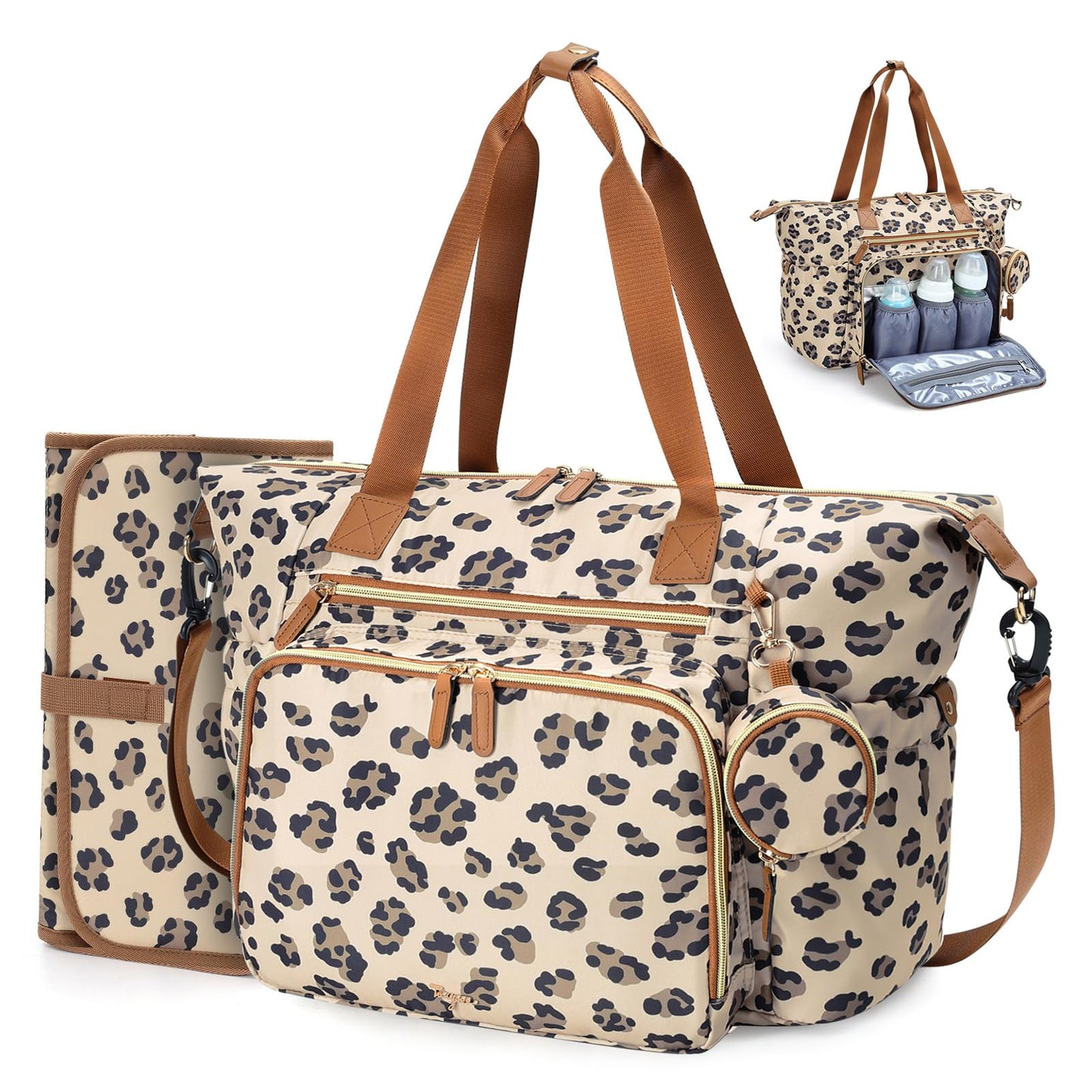Wickeltasche mit Schnullertasche und Wickelunterlage, Wickelrucksack Multifunktions-Babytasche für Große Reisewindeltasche für Mama und Papa, isolierten Taschen-Dunkelblau