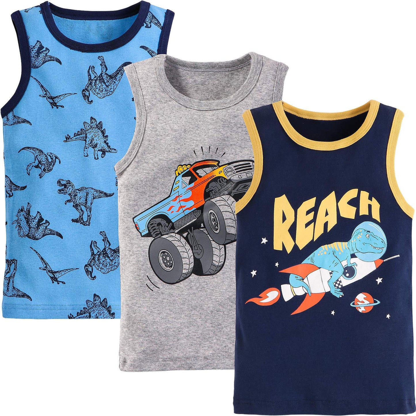 Adorel Jungen Unterhemden Baumwolle Ärmellos Tank Top Unterwäsche 3er-Pack