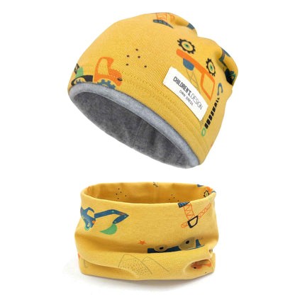 Kinder Beanie Mütze & Loop Schal Set, 95% Baumwolle Mütze Schal Set Mädchen Jungen 2-8 Jahren, Schlauchschal Warme Wintermütze Strickmützen für Herbst Winter Frühling
