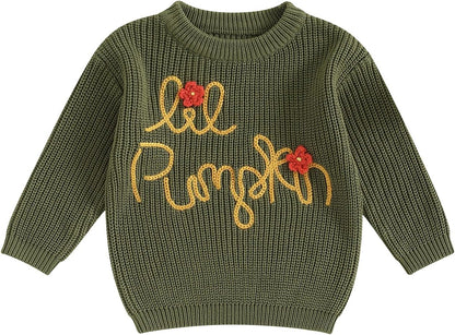 Yassiglia Baby Halloween Strickpullover Kleinkinder Kürbis/Geist Sweatshirt Langarm Rundhals Gestrickter Pullover Neugeborenes Baby My First Halloween Outfit