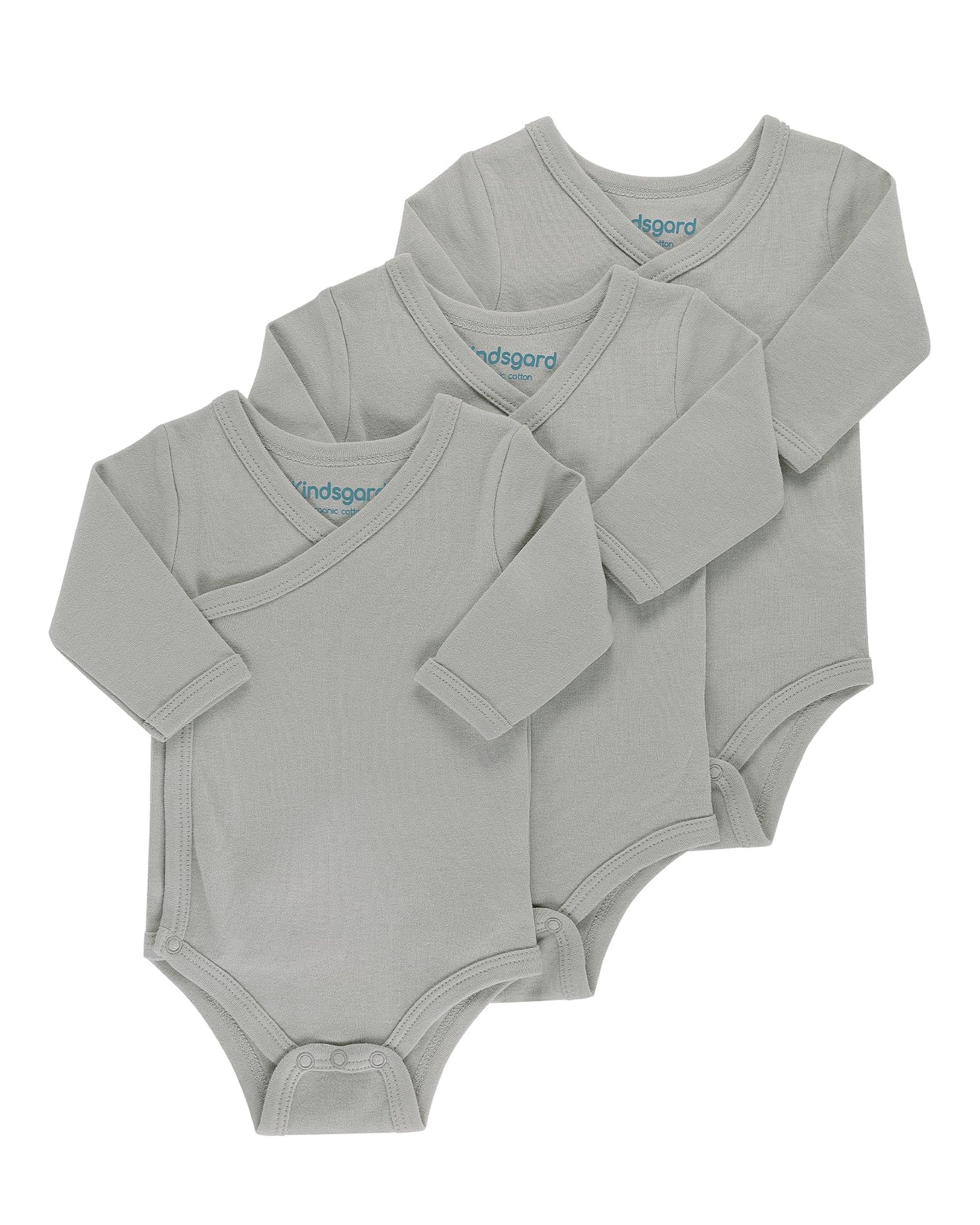 Kindsgard Baby Long-Sleeved Wrap Bodysuit Trunder - Soft and High-Quality 100% Organic Cotton
