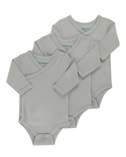 Kindsgard Baby Long-Sleeved Wrap Bodysuit Trunder - Soft and High-Quality 100% Organic Cotton