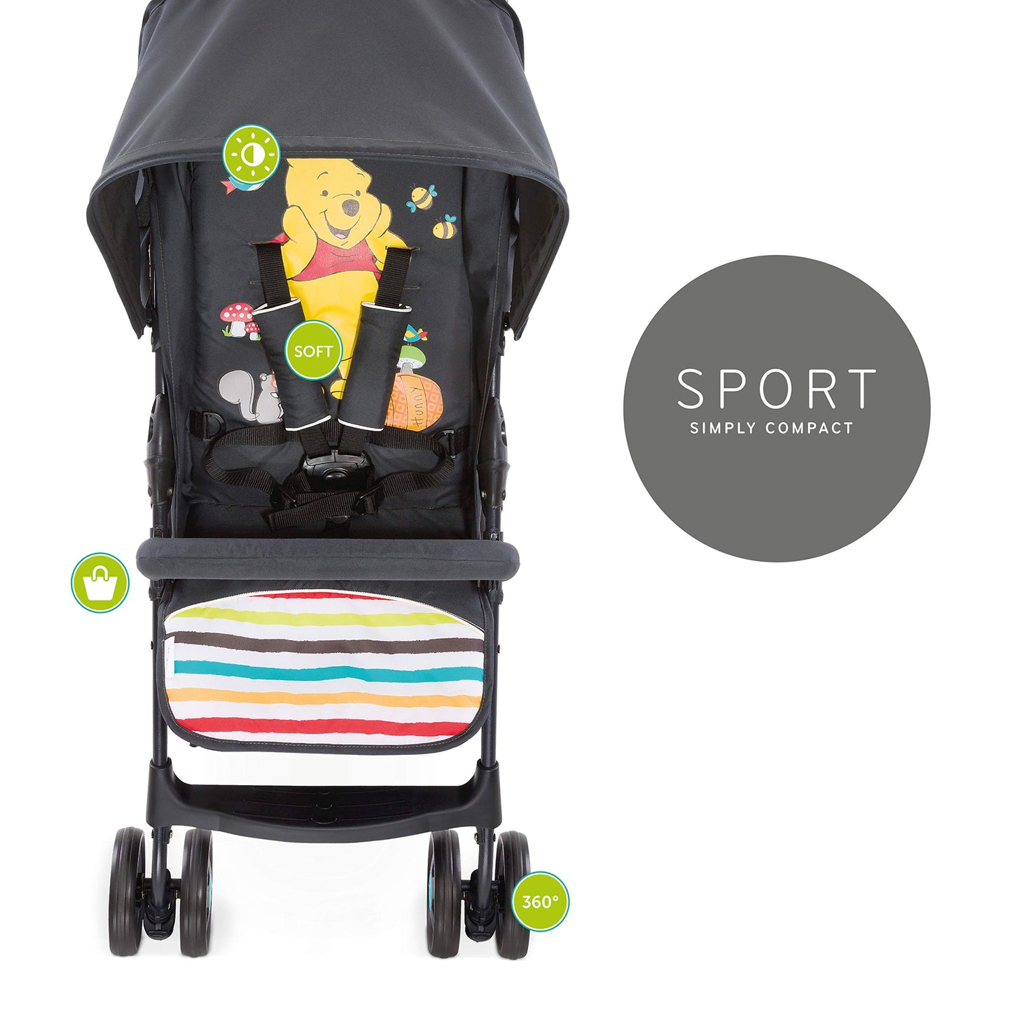 Hauck Lightweight Stroller up to 18 kg with reclining function from birth, small foldaway, sun canopy, large basket