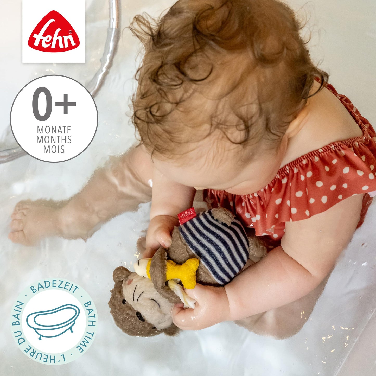 Fehn Badetier Schildkröte Badeschwamm – Kuscheltier Baby Badespielzeug für die Badewanne - Stoff Wasserspielzeug für den Badespaß – Badewannenspielzeug für Babys und Kleinkinder ab 0+ Monaten