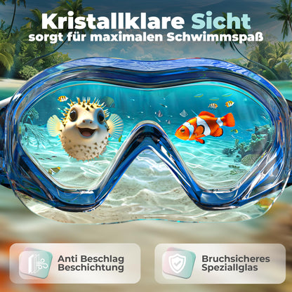 KIDVERSE Schnorchelset Kinder - Taucherbrille mit Schnorchel - Panorama Taucherbrille mit Nase - Kindertaucherbrille Alternative Schnorchelmaske