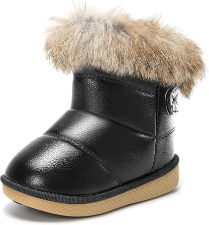 KVbabby Winter Shoes, Girls’ Warm Lined Winter Boots, Children's Ankle Boots, Waterproof Snow Boots, Soft Soles, Slip-On Boots