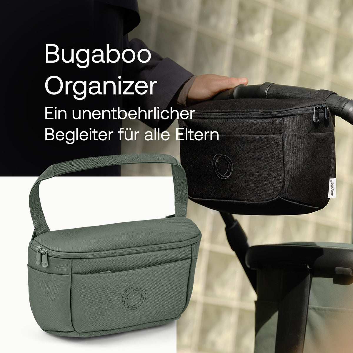 Bugaboo Kinderwagen Organizer-Tasche mit leicht zugänglichen Fächern. Praktisches Accessoire für alle Baby-Essentials in Desert Taupe