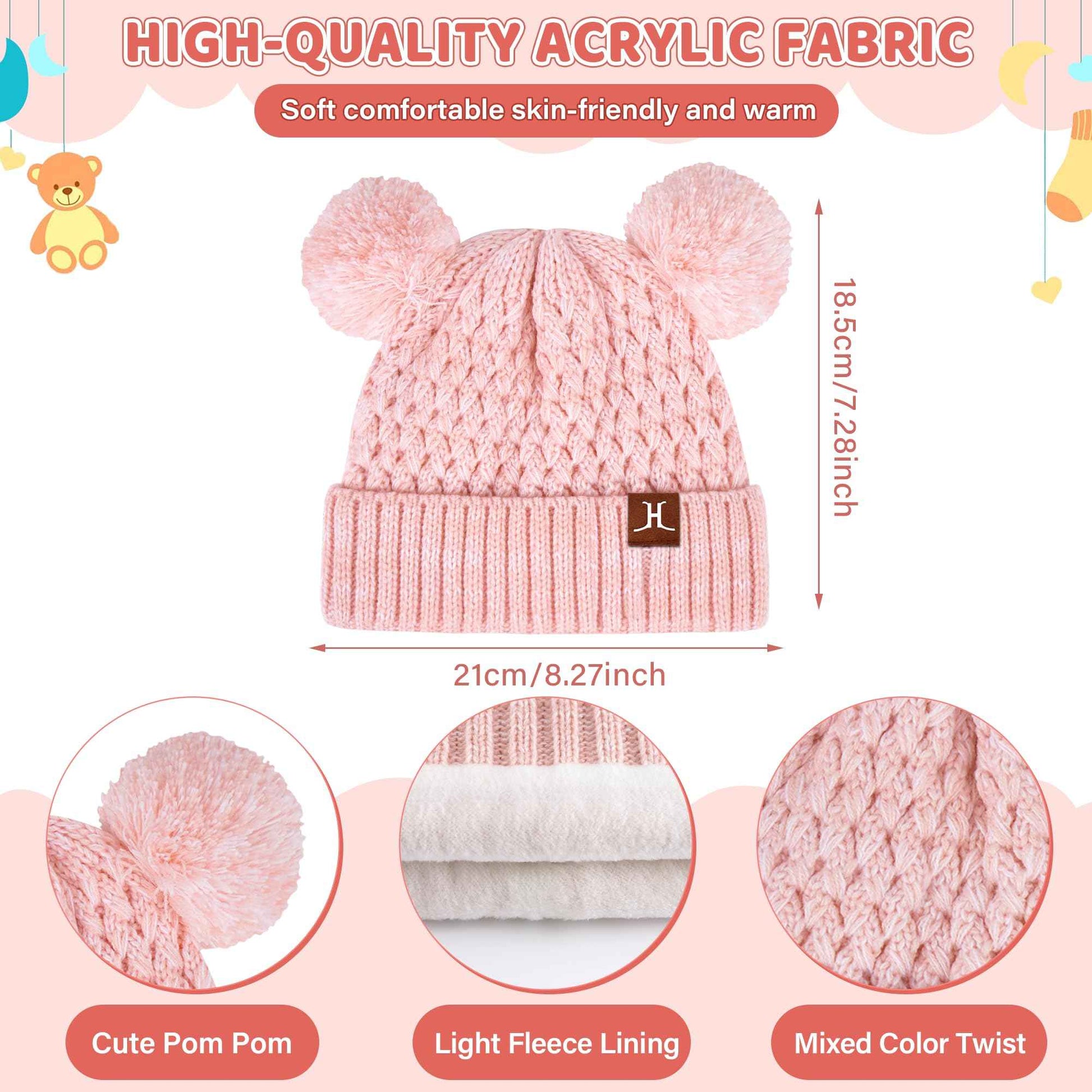 Children's Winter Hat Loop Scarf Touchscreen Gloves Set 2 3 4 5 6 7 Years Toddler Winter Hat Beanie Tube Scarf Knitted Pom Hats Gift Girls Boys