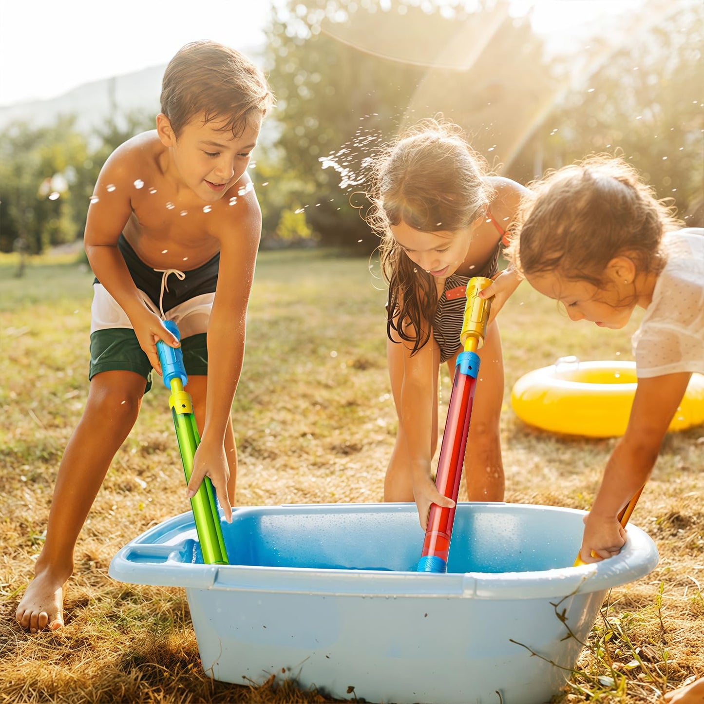 Wasserpistole Kinder, Wasserspritze Wasserspritzpistole Kinder Spritzpistole Wasser Wasserpistole mit Großer Reichweite Wasserpistolen Set, Wasserspielzeug für Pool Strand Outdoor Garten (6er-Satz)