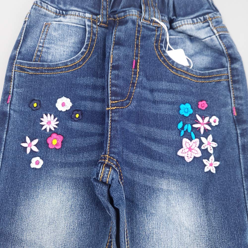 KIDSCOOL SPACE Girls Jeans Split Hem with RAL Edges Elastic Waist in High Elastic Wide Leg Denim Pants