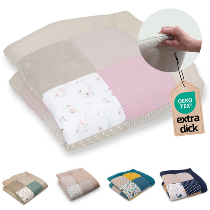 ULLENBOOM Krabbeldecke für Baby 100x100 cm, 100% OEKO-TEX Materialien, Made in EU, Dick & weich gepolstert, Sandblume - ideal als Babydecke, Laufgittereinlage & Spieldecke Baby - Meloni2