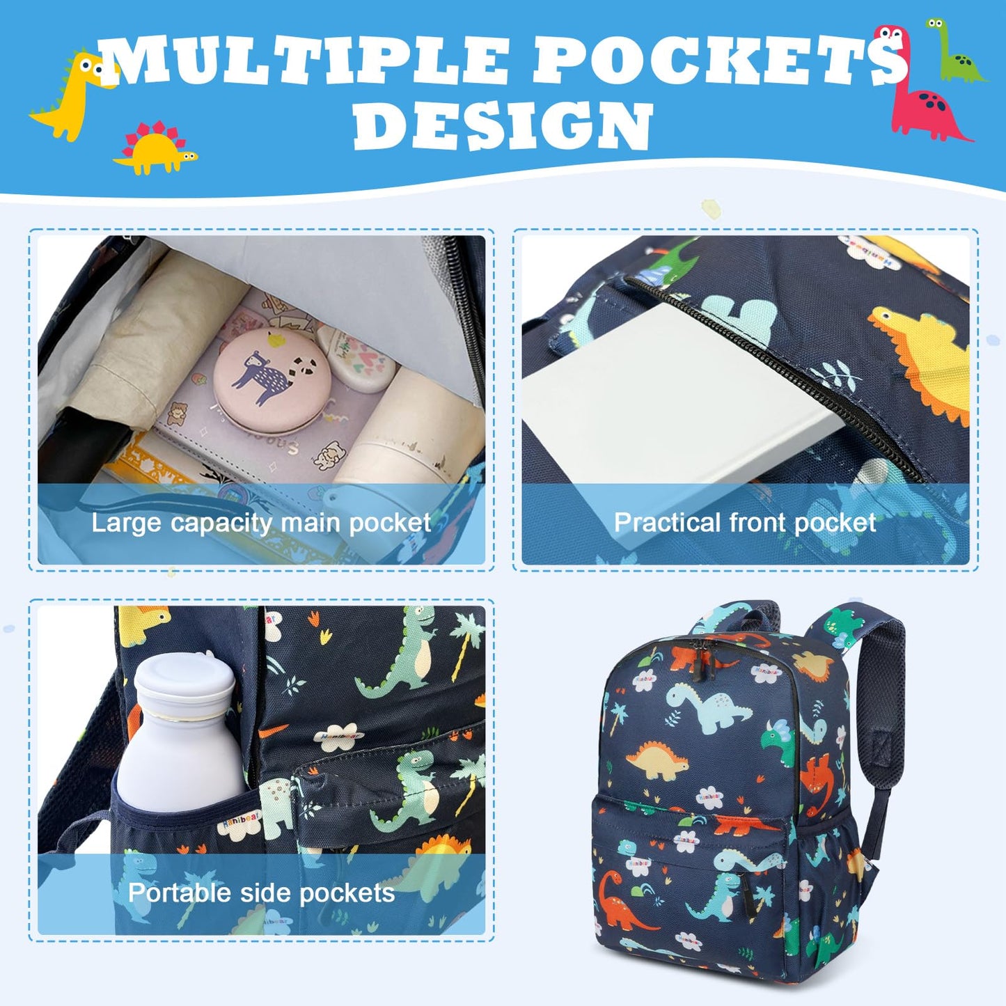 Kinderrucksack Jungen, Mini-Dinosaurier-Rucksack, Kindergarten Schulrucksäcke, Kleinkind Schultasche für Kinder, Jungen, Mädchen, Kleinkind
