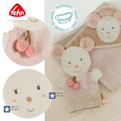 Fehn Waschlappen Lama - Waschhandschuh mit Tiermotiv - Badewannenspielzeug für fröhlichen Badespaß - Babywaschlappen für die Badewanne - weicher Handtuchfrottee für Babys und Kinder ab 0+ Monaten