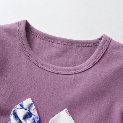 Baby Mädchen Kleidung Langarm Rüschen Tops und Blumen gedruckt Hosen Kleinkind Baby Mädchen Outfits Sets