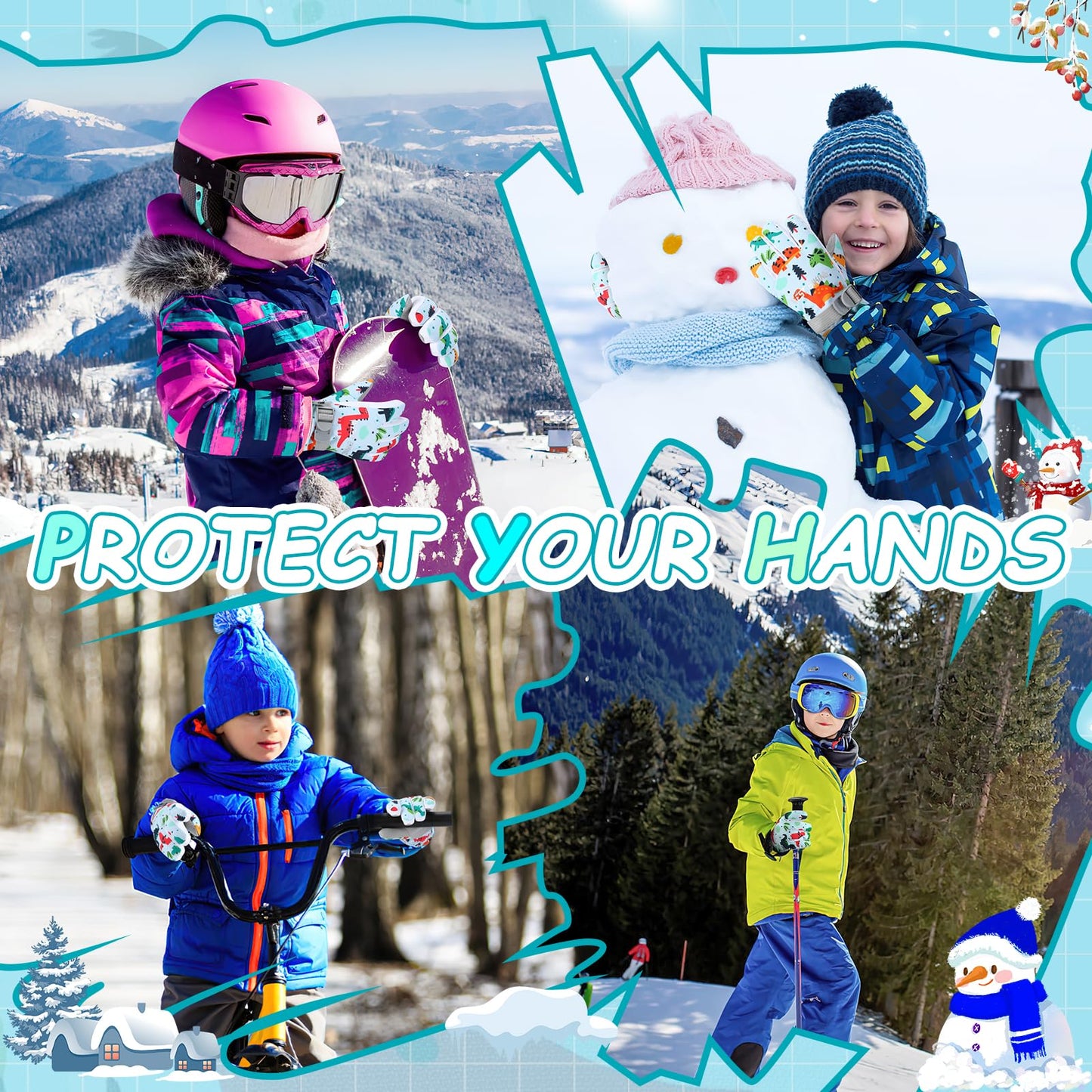 CYCLESPEED Kinder Winddicht Winterhandschuhe Warm Skihandschuhe Wasserdicht für 4-12 Jahre Mädchen Jungen Fahrradhandschuhe Outdoor Snowboarding