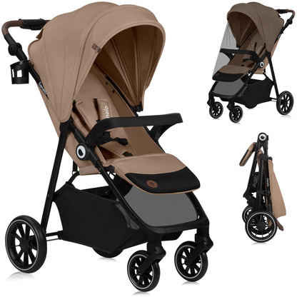LIONELO Emma Plus Kinderwagen bis zu 15 kg, Kindersportwagen, leicht modern klein Buggy mit Liegeposition, zusammenklappbar, große Räder, großer Korb, Tasche Vivid Turkus