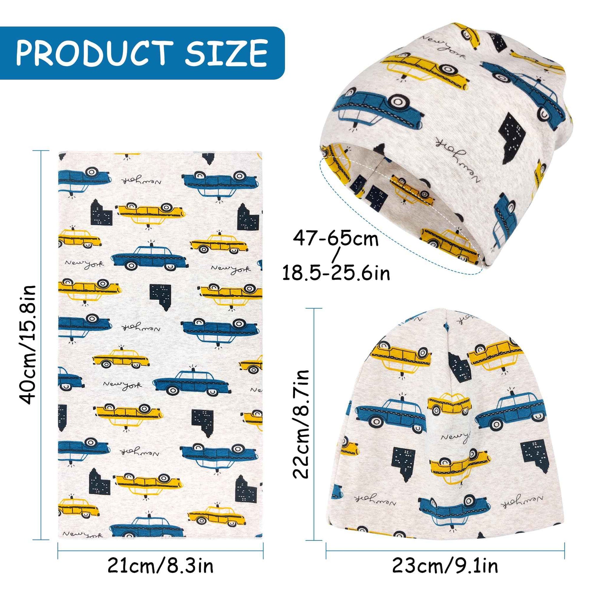 Kinder Beanie Mütze & Loop Schal Set, 95% Baumwolle Mütze Schal Set Mädchen Jungen 2-8 Jahren, Schlauchschal Warme Wintermütze Strickmützen für Herbst Winter Frühling