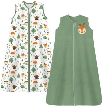 Chilsuessy Summer Baby Sleeping Bag, Small Children’s Sleeveless Pyjamas for Summer and Spring, 100 % Cotton