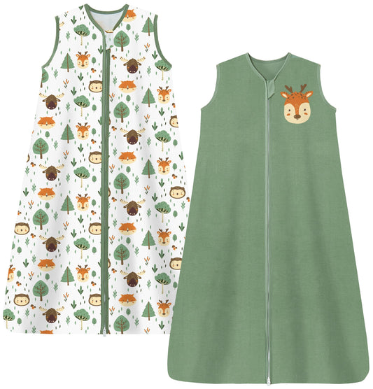Chilsuessy Summer Baby Sleeping Bag, Small Children’s Sleeveless Pyjamas for Summer and Spring, 100 % Cotton