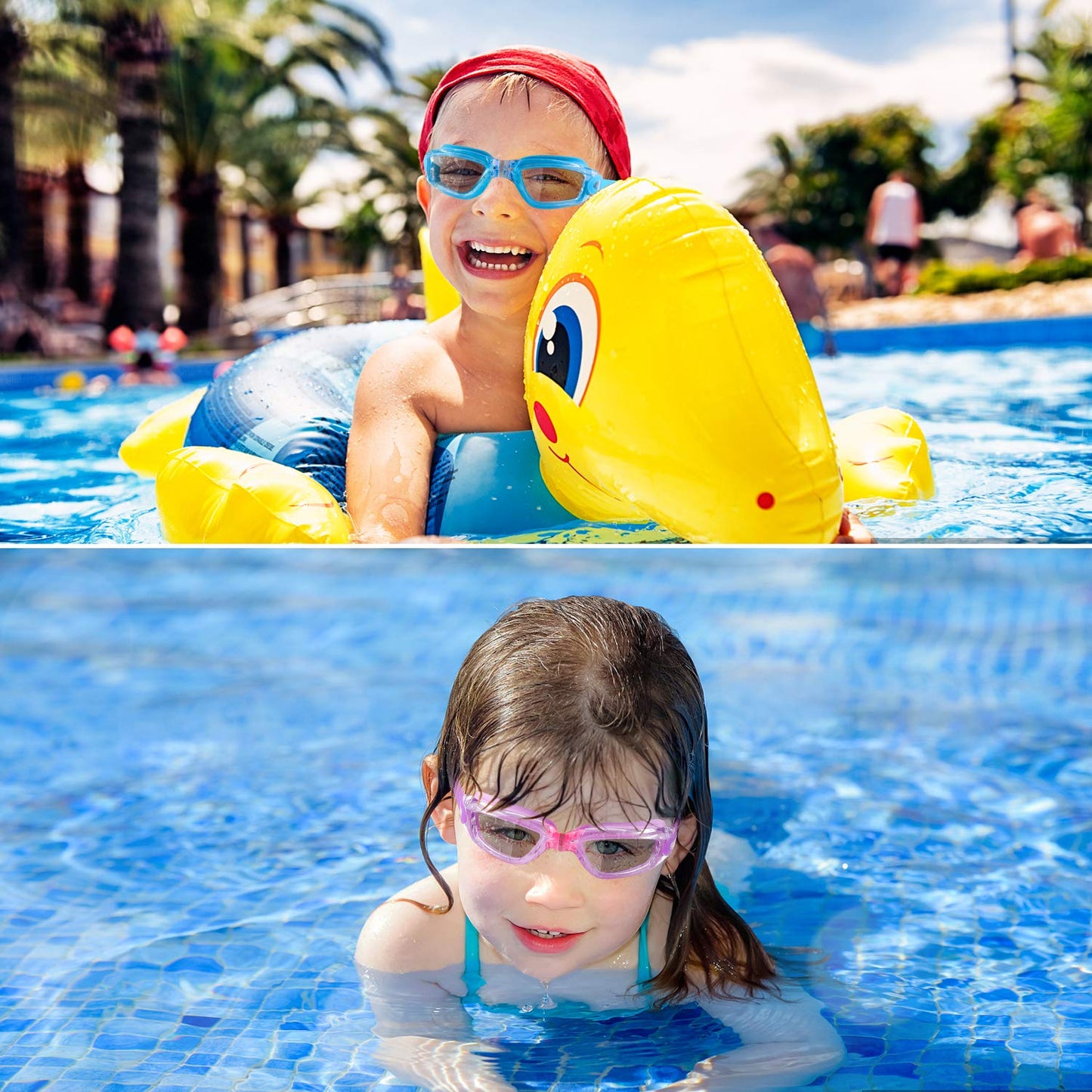 COOLOO Schwimmbrille Kinder, 2 Stück Schwimmbrille für Kinder Kind Jungen Mädchen Junior 3-15 Jahre,Anti-Fog,Kein Auslaufen