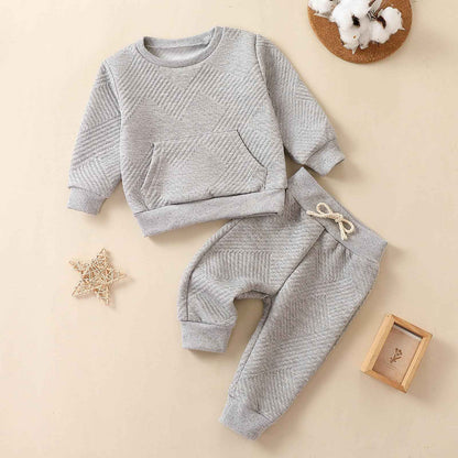 Yanmucy Toddler Baby Boy Clothing Outfits Unisex Cotton Pullover Sweatshirt Tops Trousers Set Baby Boy Girl Casual Tracksuit Spring Autumn Clothing Set