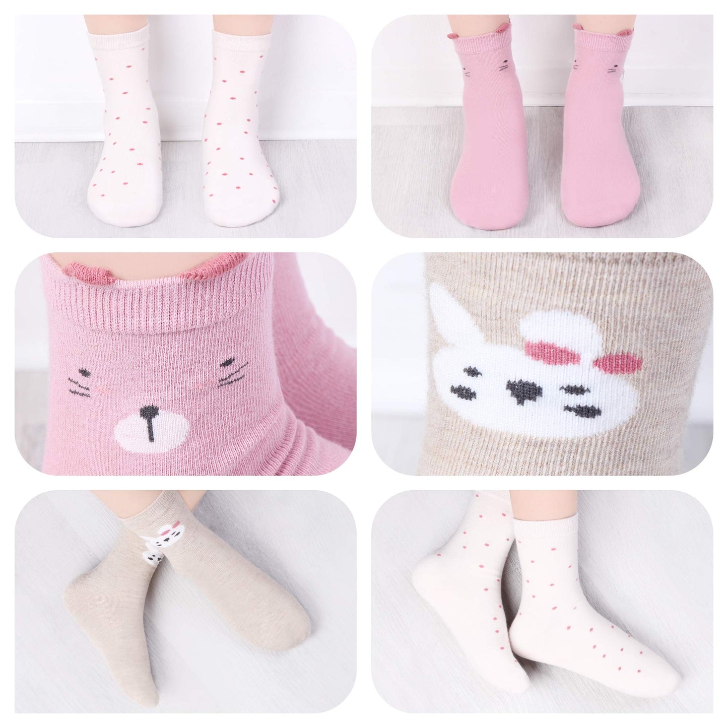 L&K-II 10/12 Paar Kinder Mädchen Socken mit niedlichen Herzmustern Kids Füßlinge Sneakersocken bunt 2825