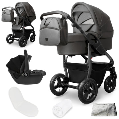 Bergsteiger Capri 3-in-1 Combination Pushchair - Baby Carrier, Sports Seat & i-Size Baby Seat, Pneumatic Tyres, Suspension, Height-Adjustable Handle, Foldable, Accessories