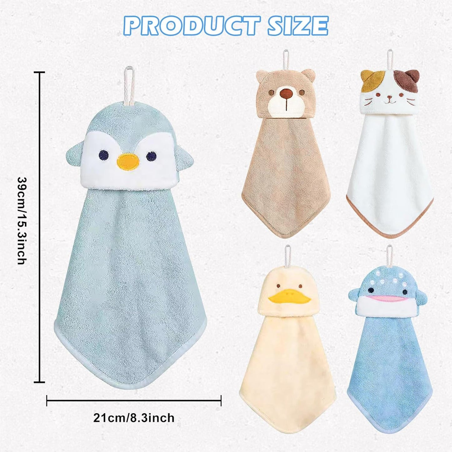 Vegena 5 Stück Kinder Handtücher Set, Waschlappen Kinder Korallenvlies Kinderhandtuch Kleine Waschlappen Baby Handtücher Süße Tiere Handtuch Kinder Personalisiert Hand Towel Kinderwaschlappen