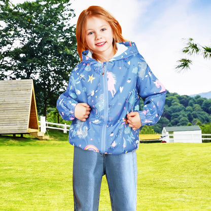 JinBei Jacken Mädchen Jacke Baby Kinder Kapuzen Sweatjacke Kapuzenjacke Cartoon Aufdruck Winddicht Mantel Windjacke Übergangsjack Frühling Herbst Outwear Softshelljacke Regenjacken 1-7 Jahre