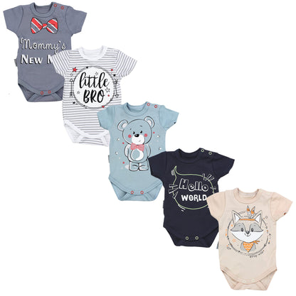 TupTam Baby Body Kurzarm im 5er Pack – Bedruckter Body Baby aus Baumwolle für Jungen und Mädchen