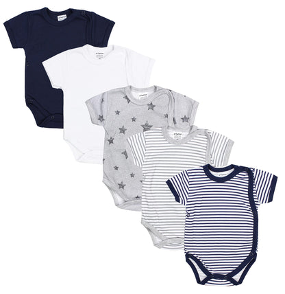 TupTam Baby Body Kurzarm Jungen – Wickelbody Kurzarm aus Baumwolle im 5er Set – OEKO-TEX Zertifiziert