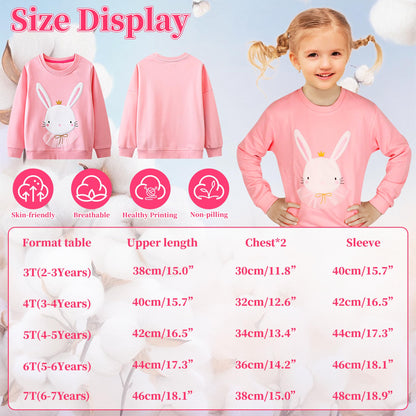 Baogaier Sweatshirt Mädchen Pullover Baumwolle Leichtgewicht Casual Sport Langarmshirt Pailletten Pelzig Tierdruck Kinder Kleidung Langarm Rundhalsausschnitt Tops 2-7 Jahre, Gr.92-122