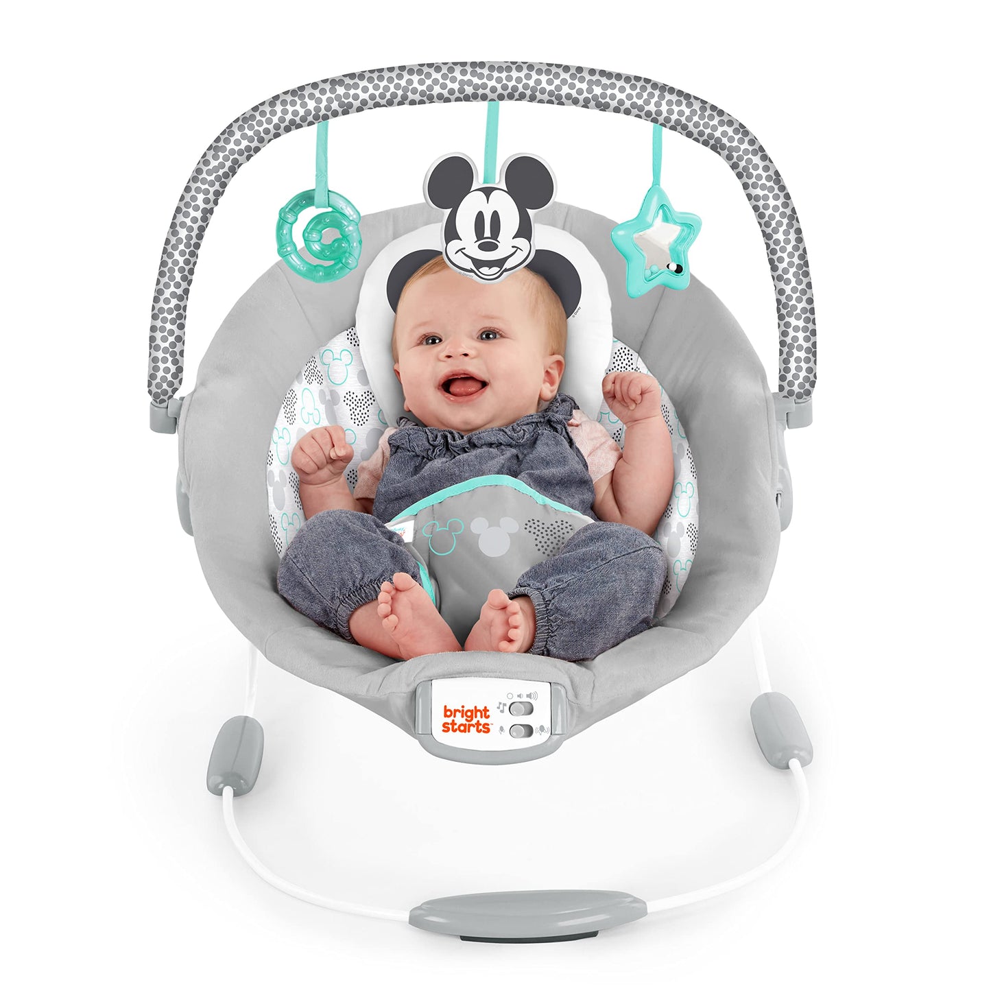 Bright Starts, Disney Baby, Winnie the Pooh Babywippe Babyschaukel mit Vibrationen, Automatischer Ausschaltfunktion, Melodien, Lautstärkeregler, Abnehmbarer Kopfstütze und Spielbogen