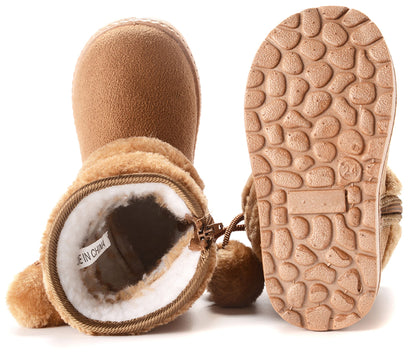 Children's Warm Lined Snow Boots, Girls' Winter Shoes, Baby Non-Slip Boots, Toddler Shoes, Soft Soles, Slip-On Boots