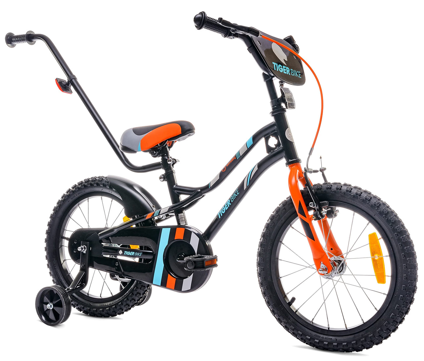 sun baby Jungenfahrrad Kinderfahrrad 14 und 16 Zoll Jungen Tiger Tracker Bike Leicht Stützräder mit Schubstange ab 2-6 Jahre BMX Fahrrad Kinder - Meloni2
