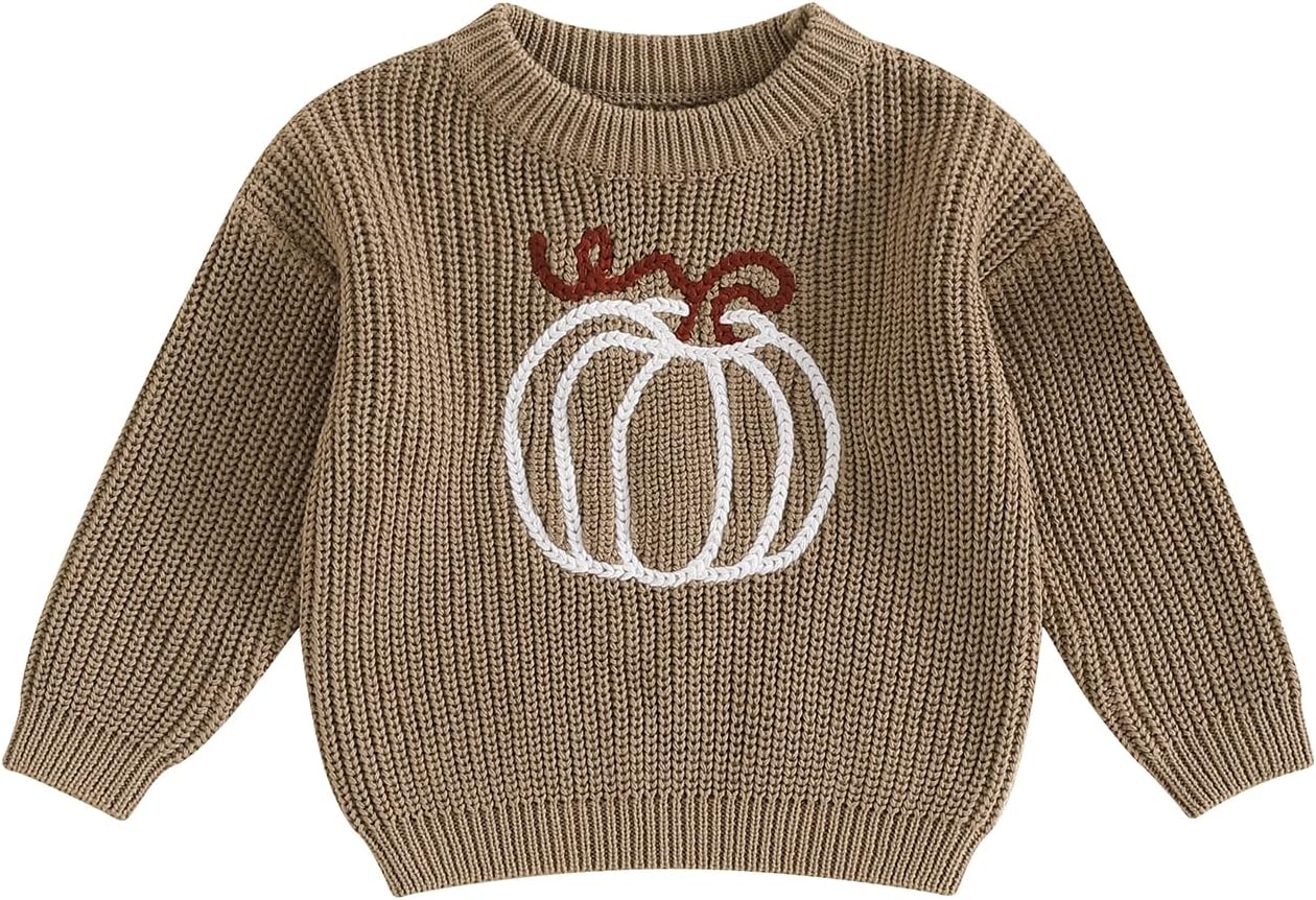 Yassiglia Baby Halloween Strickpullover Kleinkinder Kürbis/Geist Sweatshirt Langarm Rundhals Gestrickter Pullover Neugeborenes Baby My First Halloween Outfit