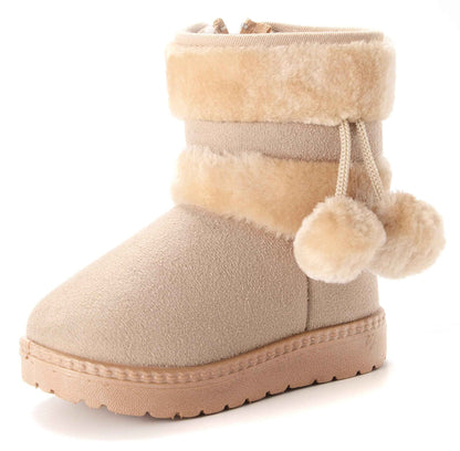 Children's Warm Lined Snow Boots, Girls' Winter Shoes, Baby Non-Slip Boots, Toddler Shoes, Soft Soles, Slip-On Boots