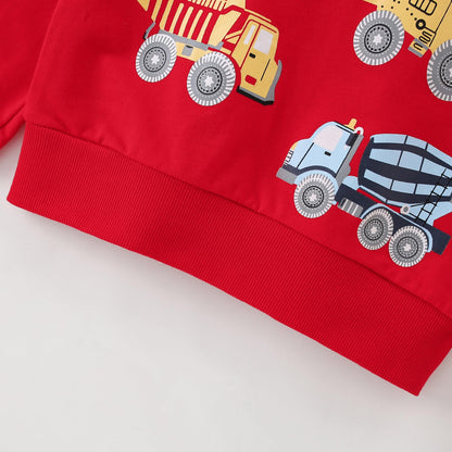 Pilipulu Sweatshirt Boys Kids Pullover Boys Cotton Long Sleeve Shirt Kids Dinosaur Digger Warm Tops 2-7 Years Size 92 98 104 110 116 122